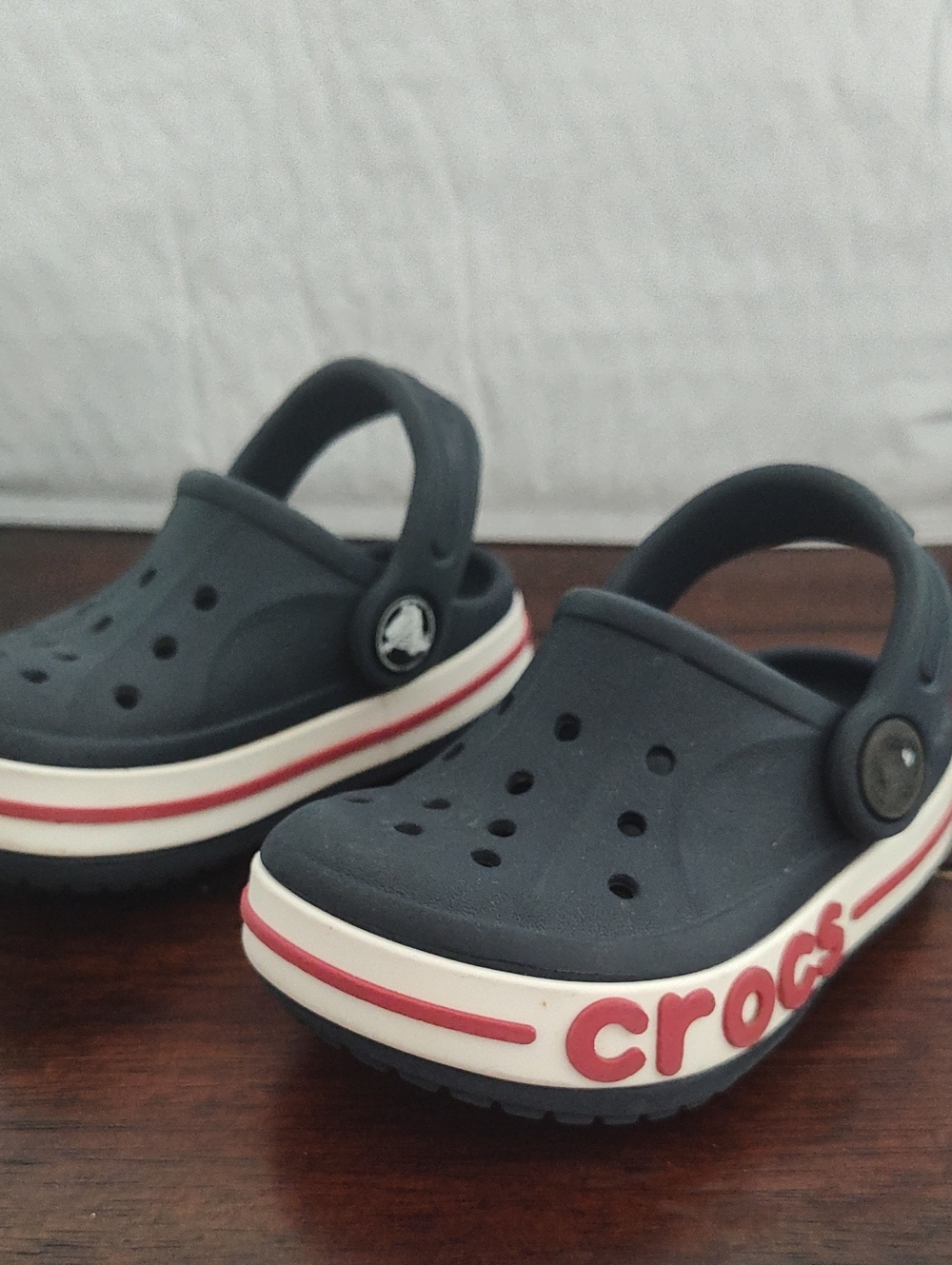 CROCS Kids Navy Blue Clogs with Red Trim